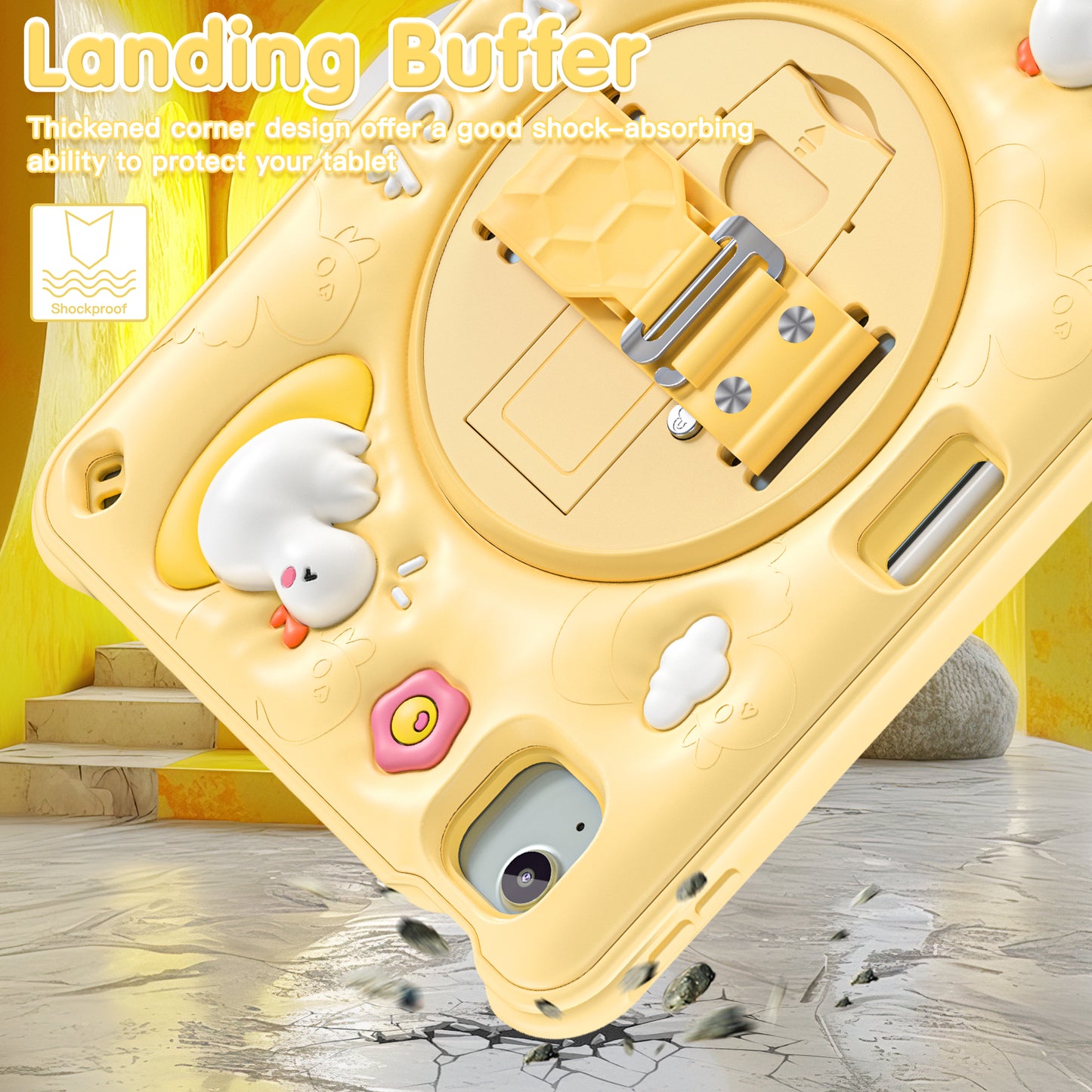 Bubble 3D Duck Stand Hand Strap iPad Air 5 Case Kids Safety