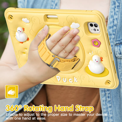 Bubble 3D Duck Stand Hand Strap iPad Pro 11 2024 Case Kids Safety