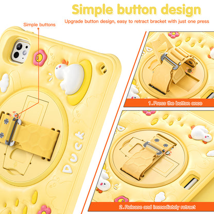 Bubble 3D Duck Stand Hand Strap iPad Pro 11 2024 Case Kids Safety