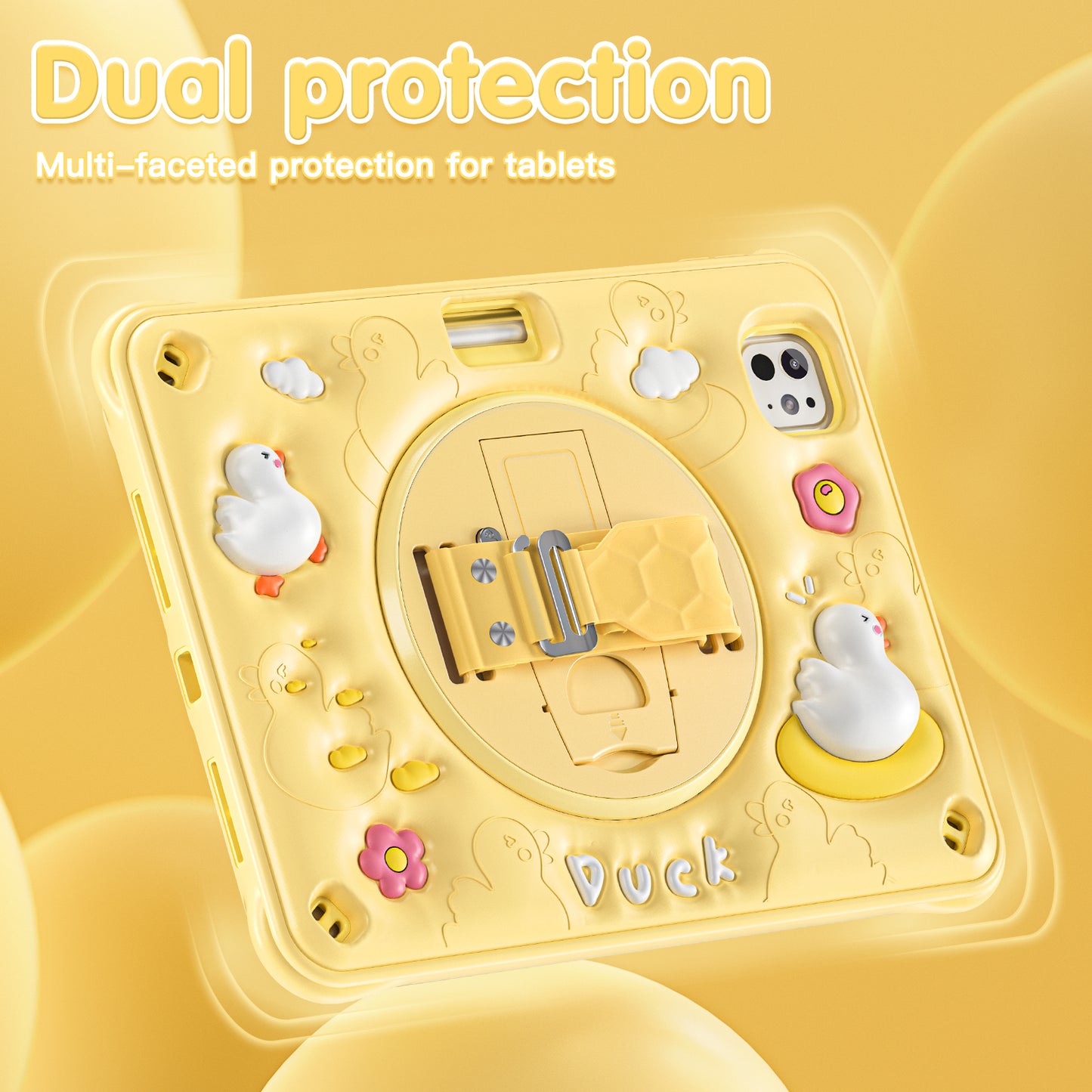 Bubble 3D Duck Stand Hand Strap iPad Pro 11 2024 Case Kids Safety