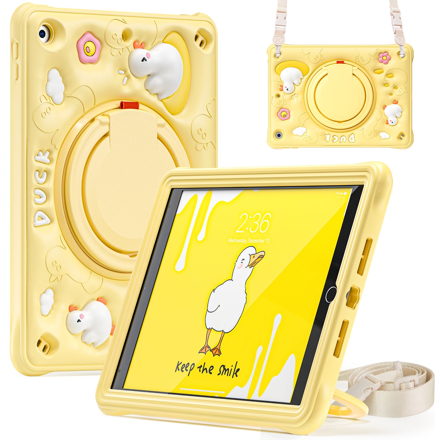 Bubble 3D Duck Hook Kickstand iPad 8 Case Kids Safety