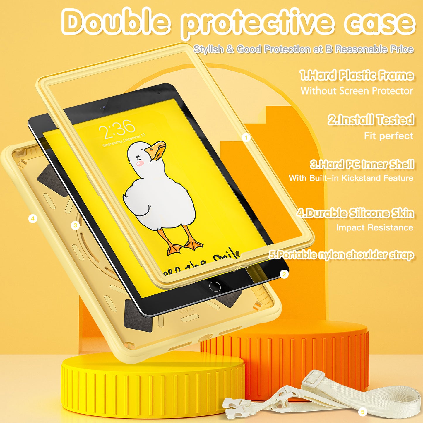 Bubble 3D Duck Hook Kickstand iPad 8 Case Kids Safety