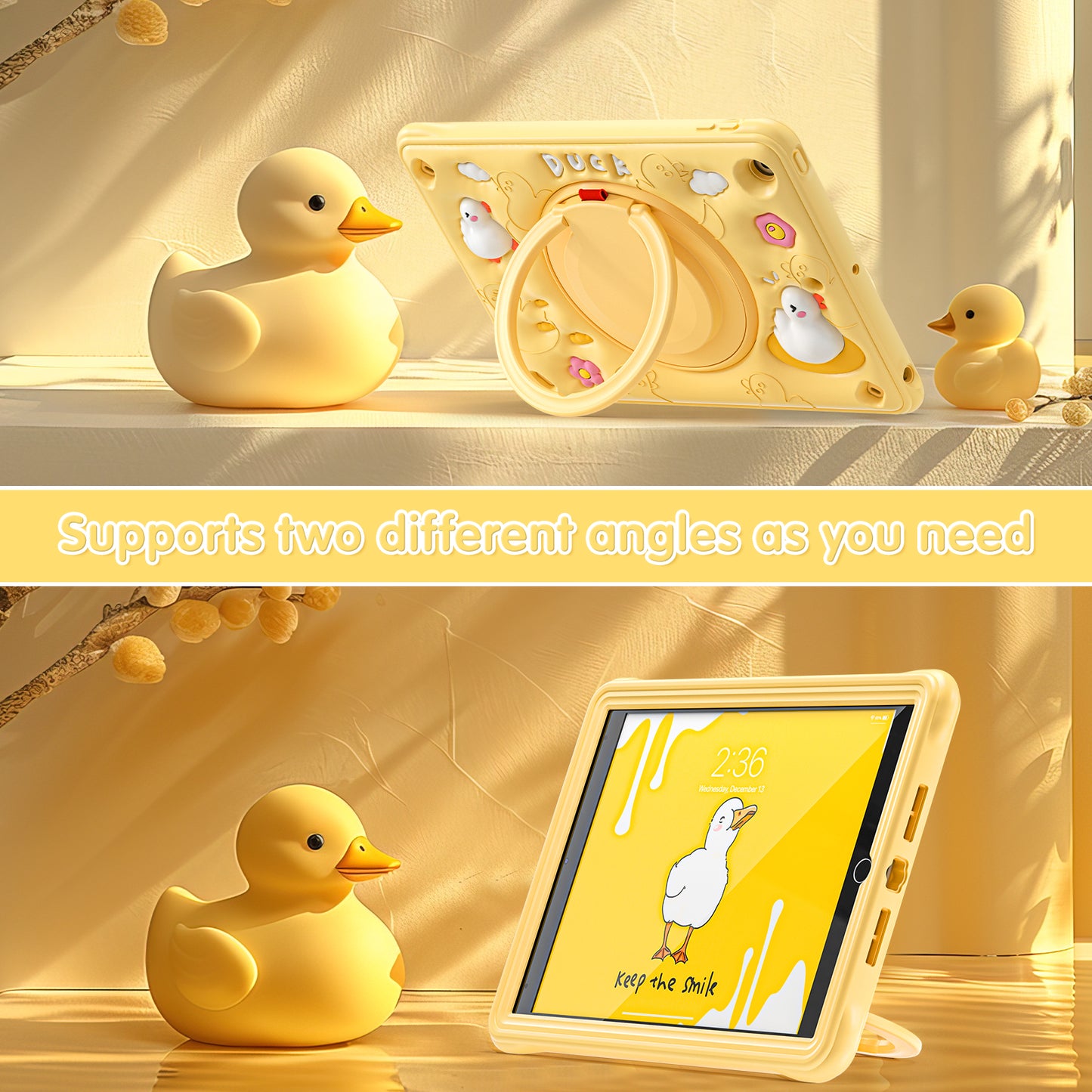 Bubble 3D Duck Hook Kickstand iPad 8 Case Kids Safety