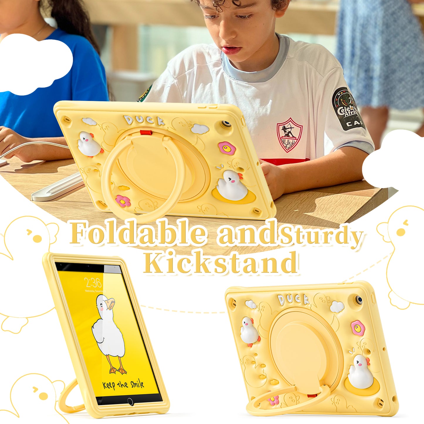 Bubble 3D Duck Hook Kickstand iPad 8 Case Kids Safety