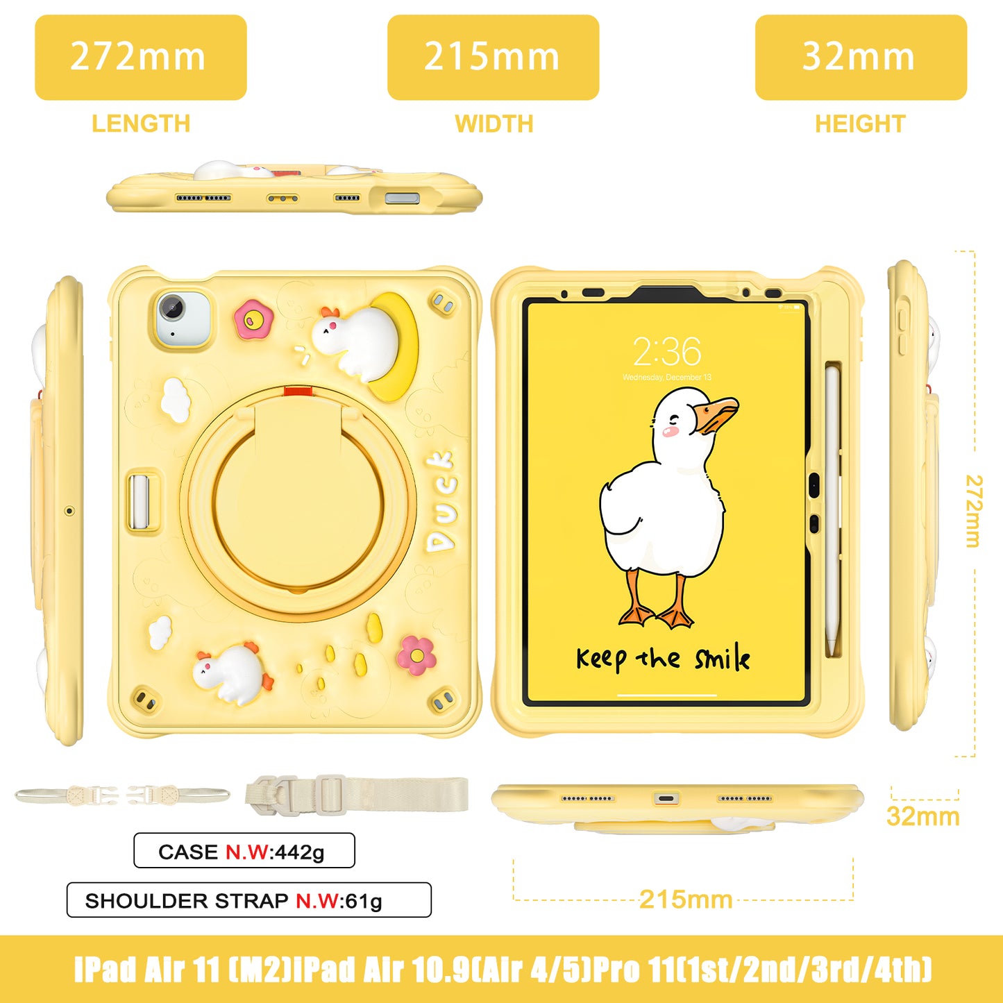 Bubble 3D Duck Hook Kickstand iPad Air 5 Case Kids Safety