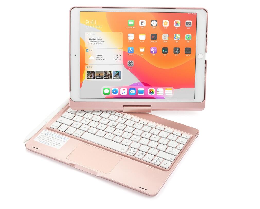 Rotating Hinge PC Backlit Touchpad Keyboard iPad 7 Case