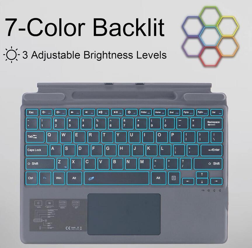 Backlit Touchpad Keyboard Microsoft Surface Pro 9 with Pencil Holder