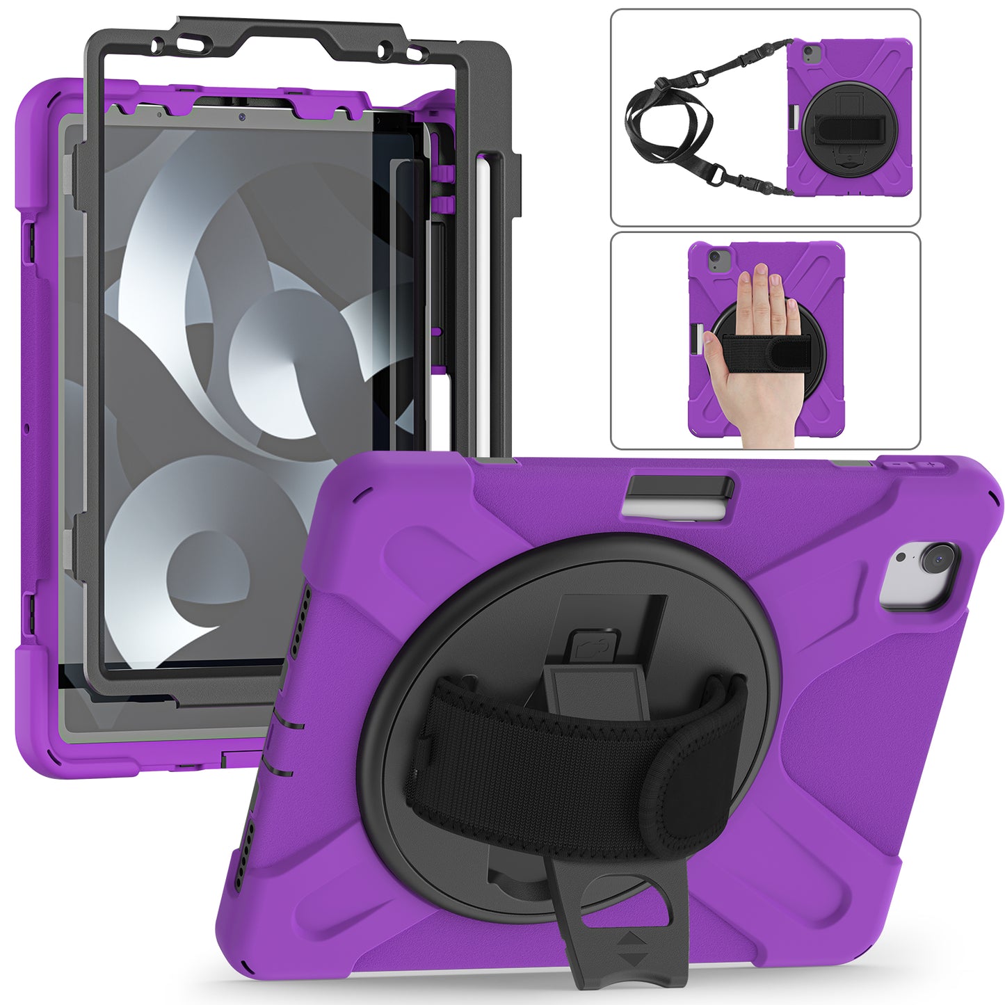 Pirate King iPad Air 5 Case 360 Rotating Stand Hand Shoulder Strap