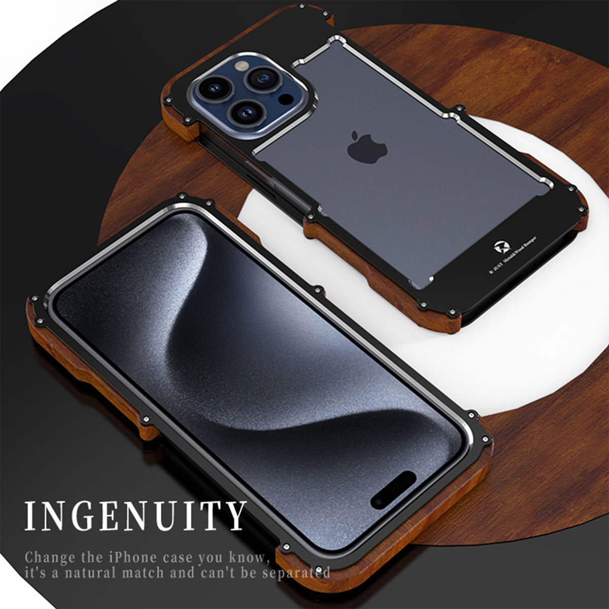Ultramarine Technology with Premium Iron & Wood Phone Case | Retro Heavy-Duty Armor