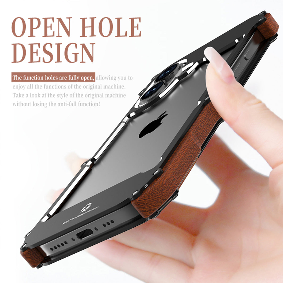 Ultramarine Technology with Premium Iron & Wood Phone Case | Retro Heavy-Duty Armor