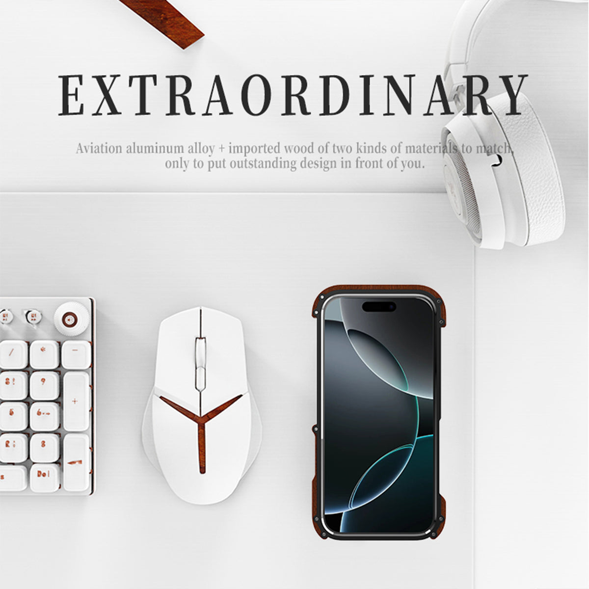 Ultramarine Technology with Premium Iron & Wood Phone Case | Retro Heavy-Duty Armor