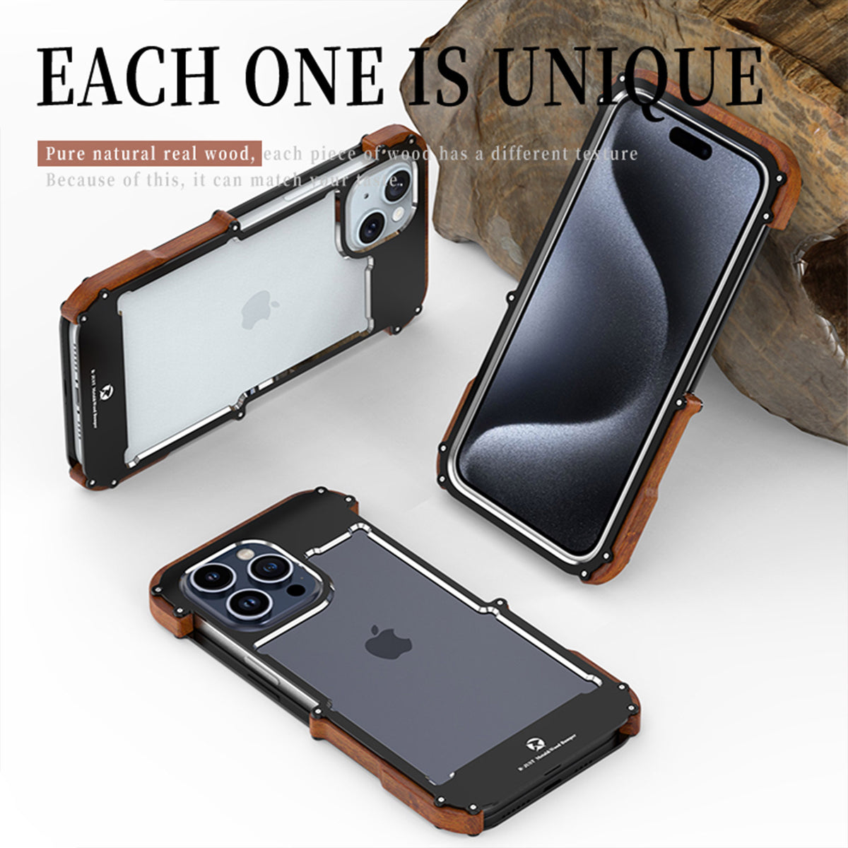 Ultramarine Technology with Premium Iron & Wood Phone Case | Retro Heavy-Duty Armor