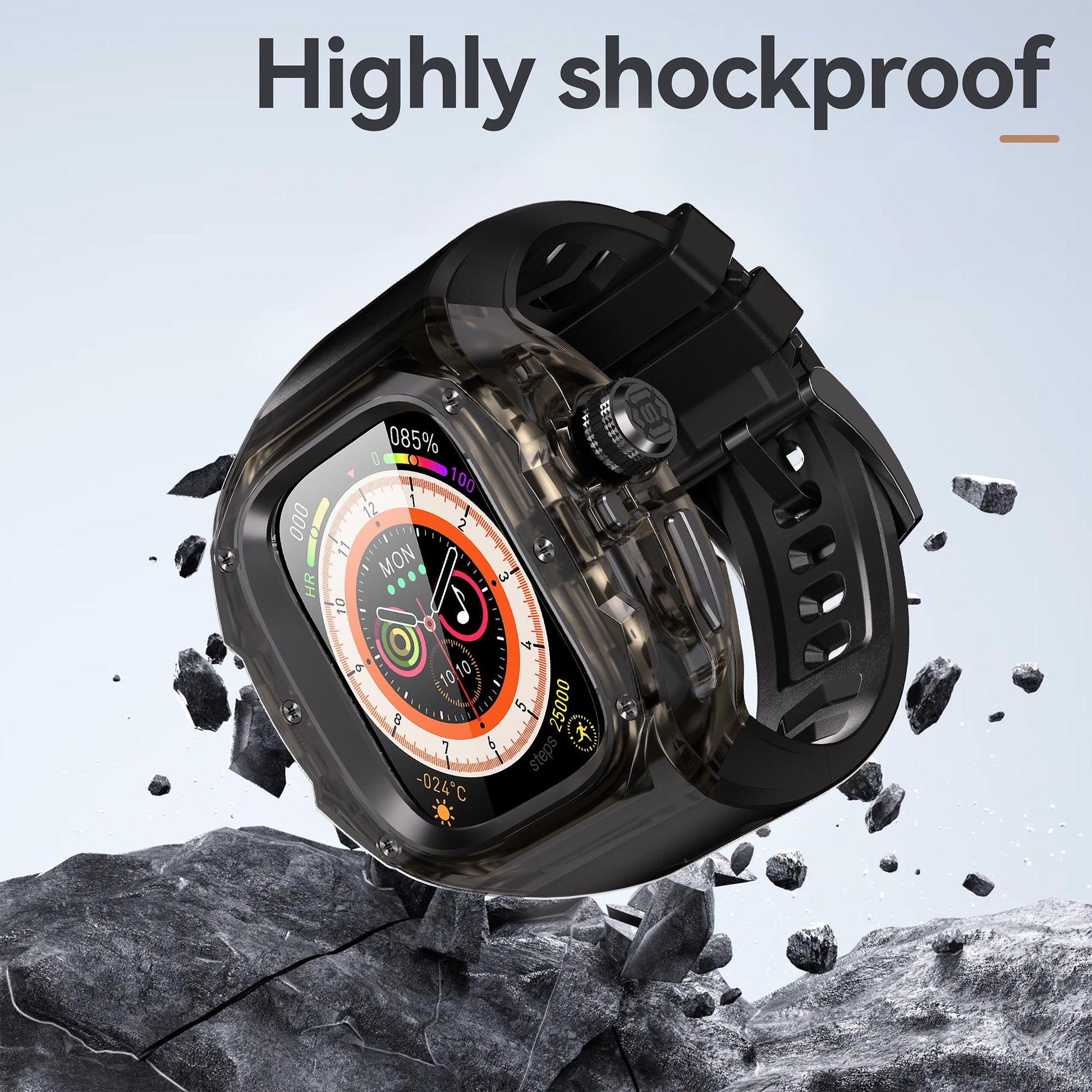 Ultramarine Technology Premium Shockproof Armor Watch Case with ECG Support & One-Click