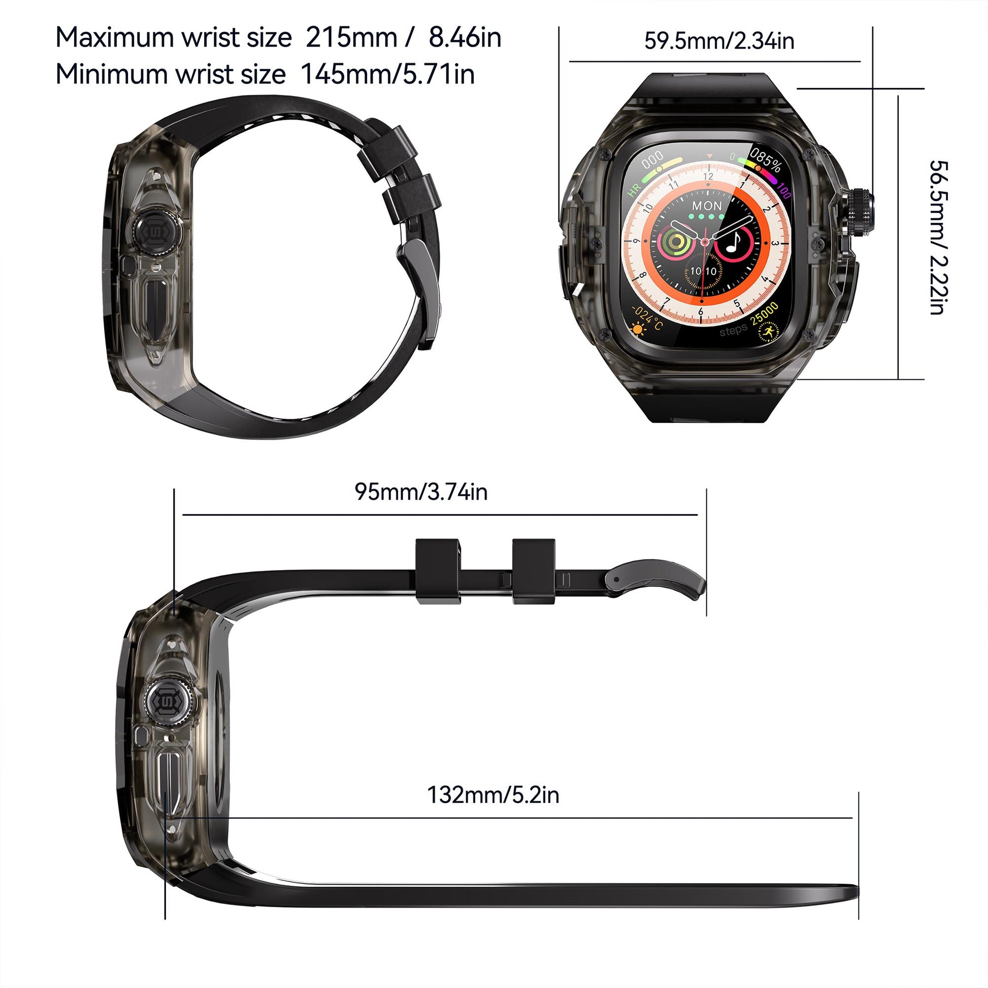 Ultramarine Technology Premium Shockproof Armor Watch Case with ECG Support & One-Click