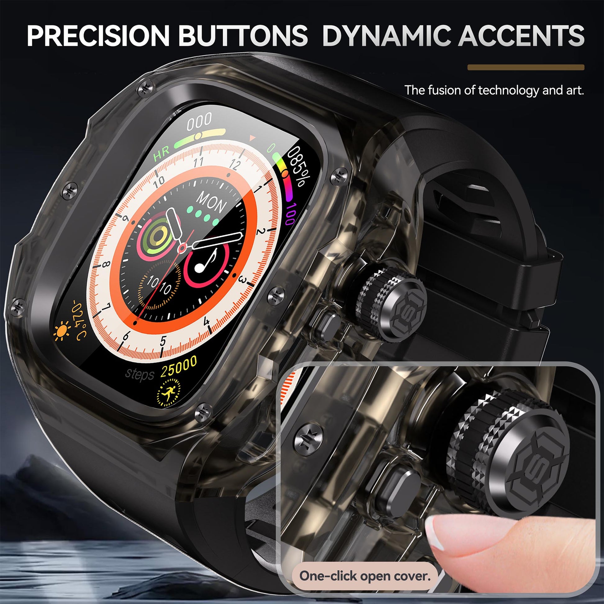 Ultramarine Technology Premium Shockproof Armor Watch Case with ECG Support & One-Click