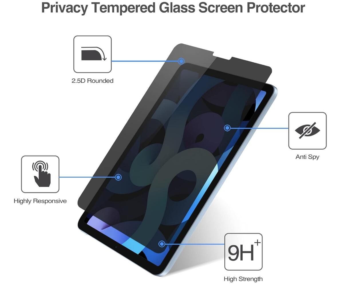 [2 Pack] Anti-Spy Tempered Glass iPad Air 11 (2024) Screen Protector