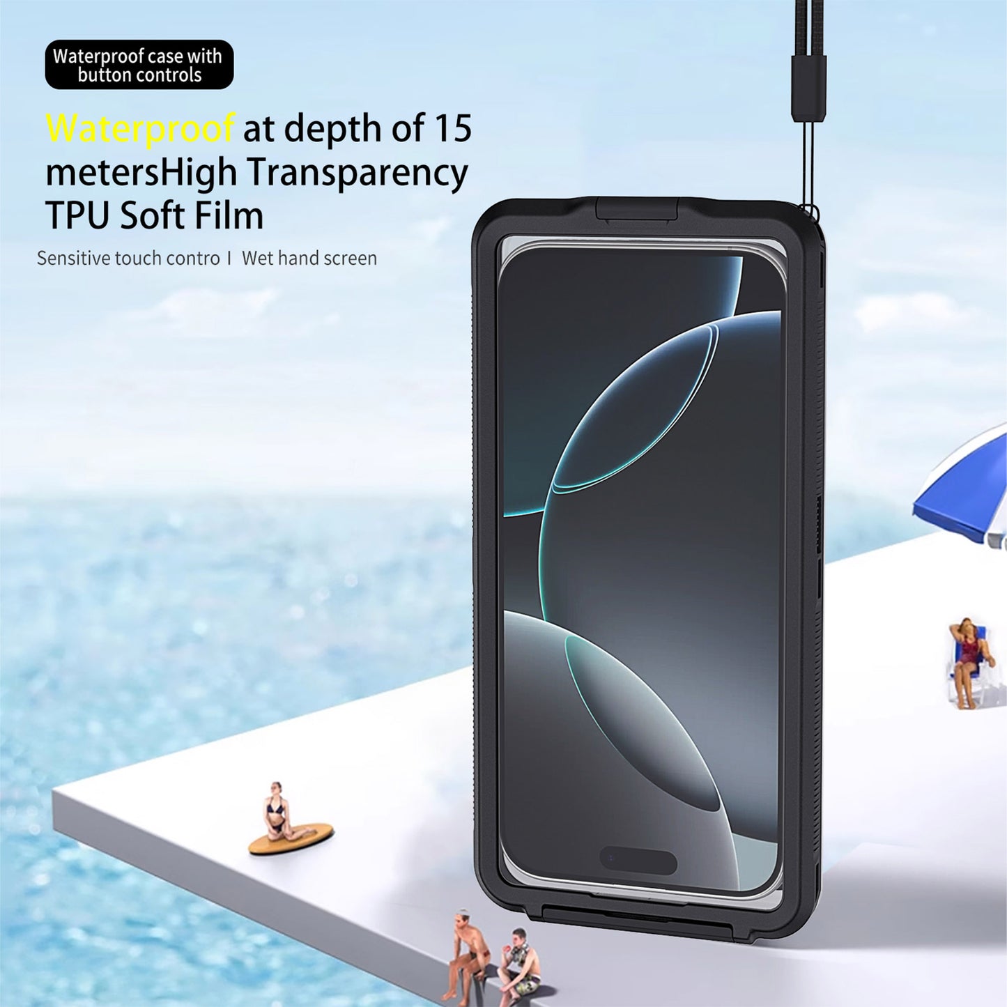 Ultramarine Technology Professional 15m Diving Waterproof Phone Case Touch Snorkeling Housing