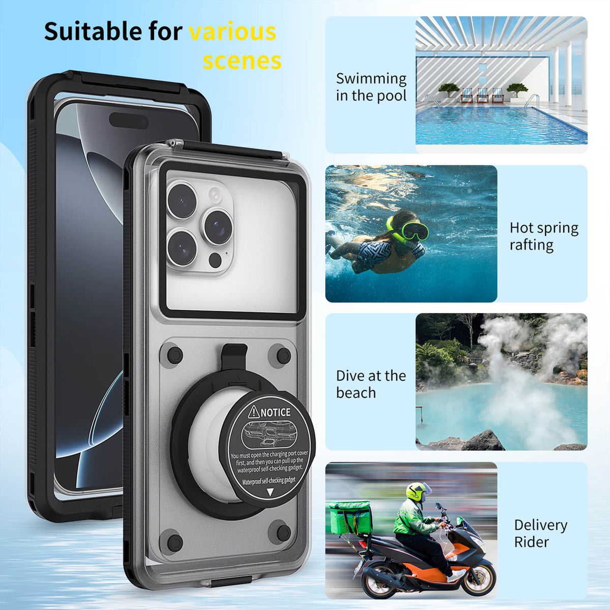 Ultramarine Technology Professional 15m Diving Waterproof Phone Case Touch Snorkeling Housing