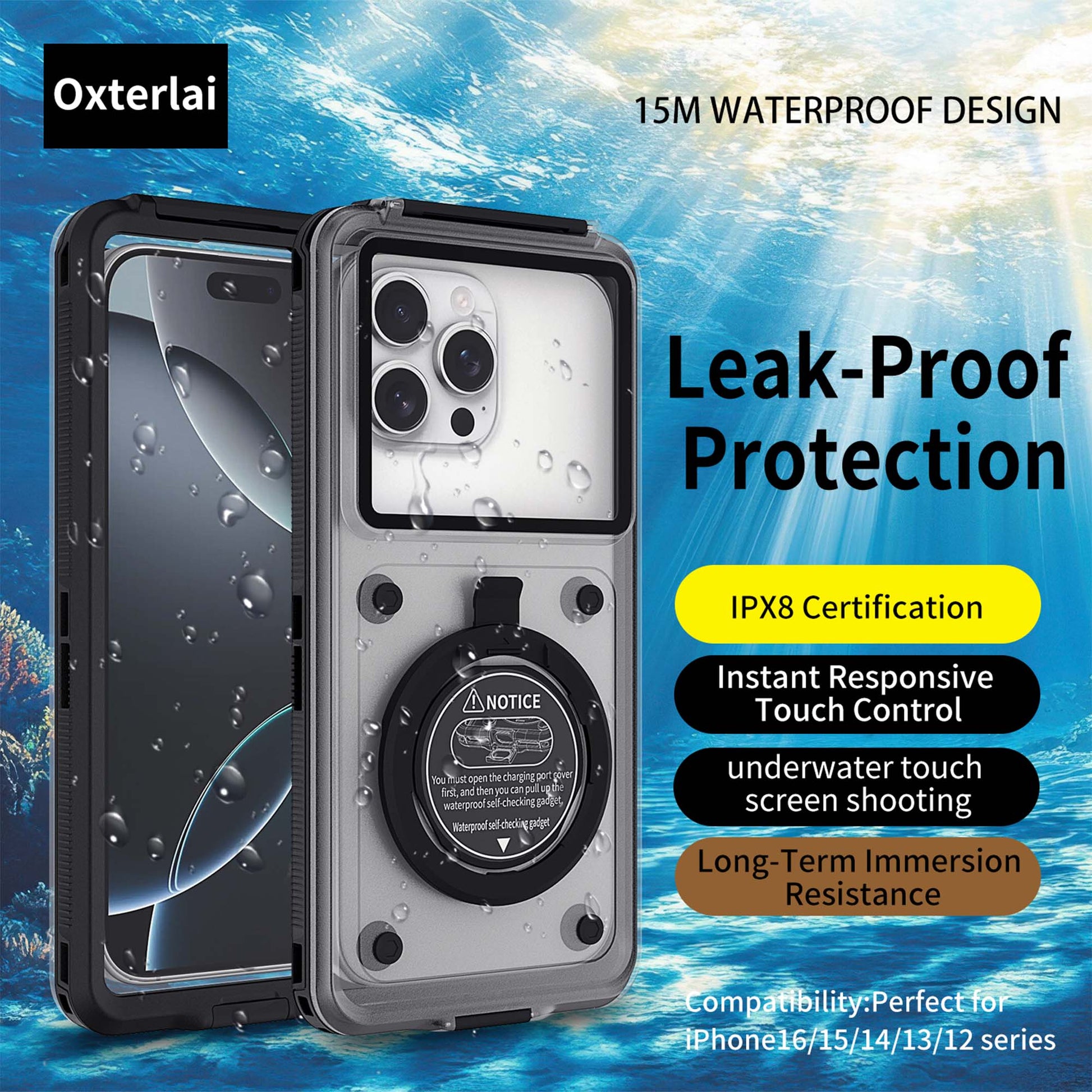 Ultramarine Technology Professional 15m Diving Waterproof Phone Case Touch Snorkeling Housing