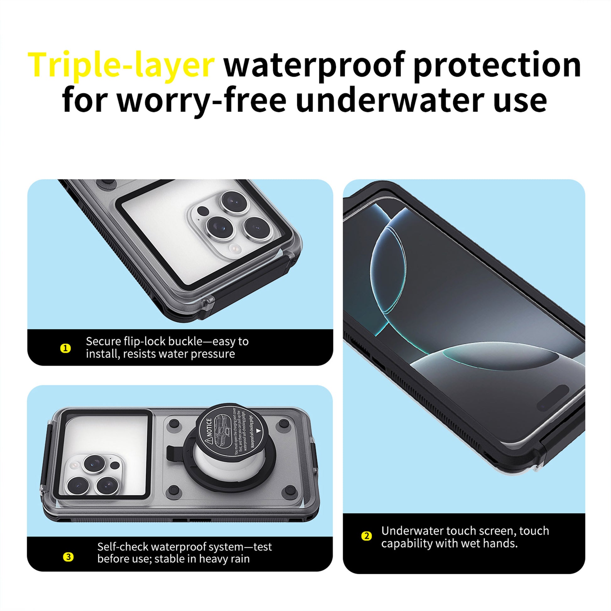 Ultramarine Technology Professional 15m Diving Waterproof Phone Case Touch Snorkeling Housing