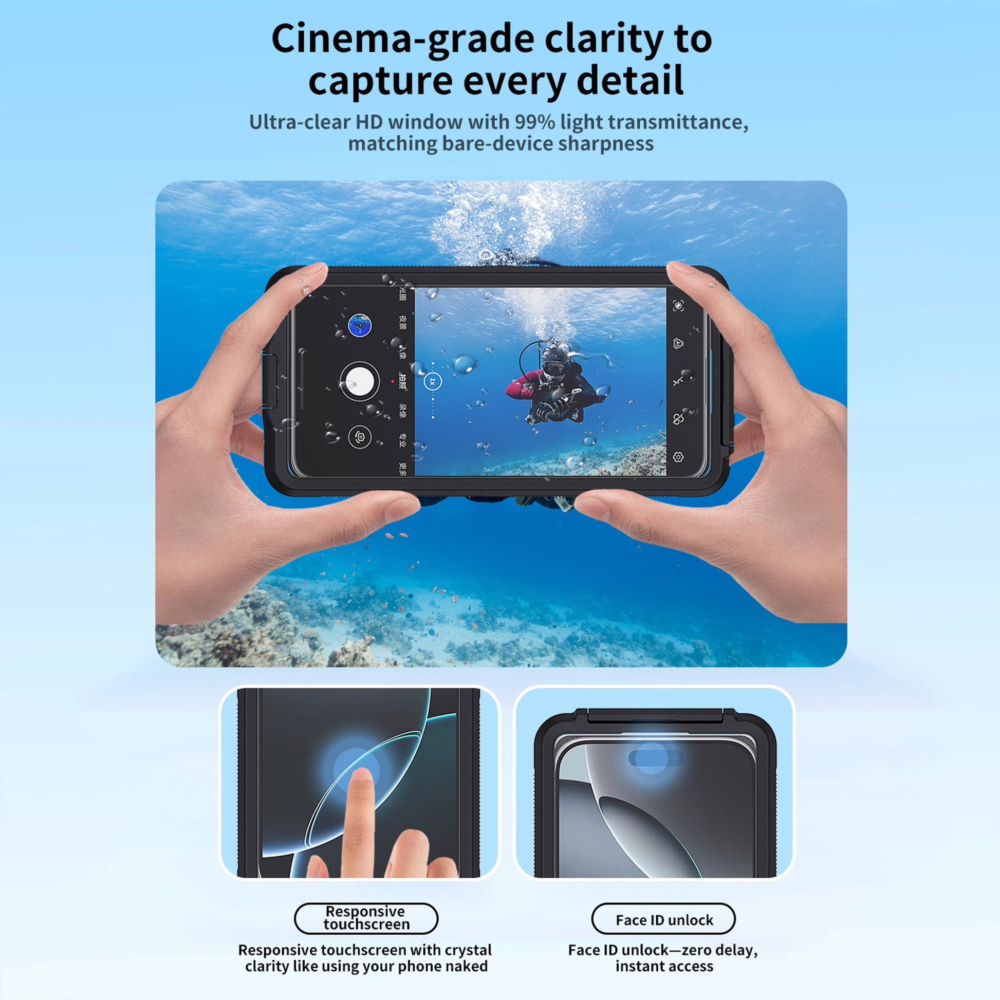 Ultramarine Technology Professional 15m Diving Waterproof Phone Case Touch Snorkeling Housing