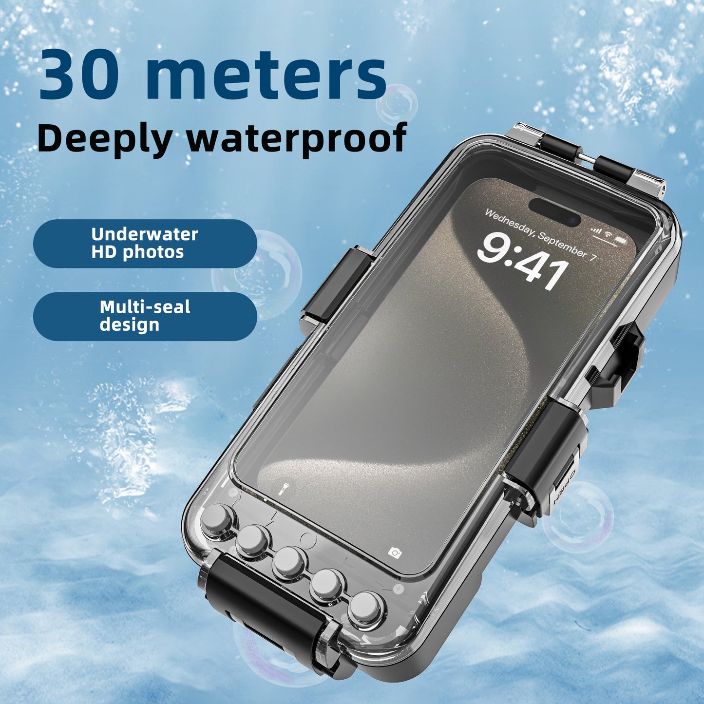 Built-in Seal Waterproof Apple iPhone 14 Pro Case Diving 30m/98ft