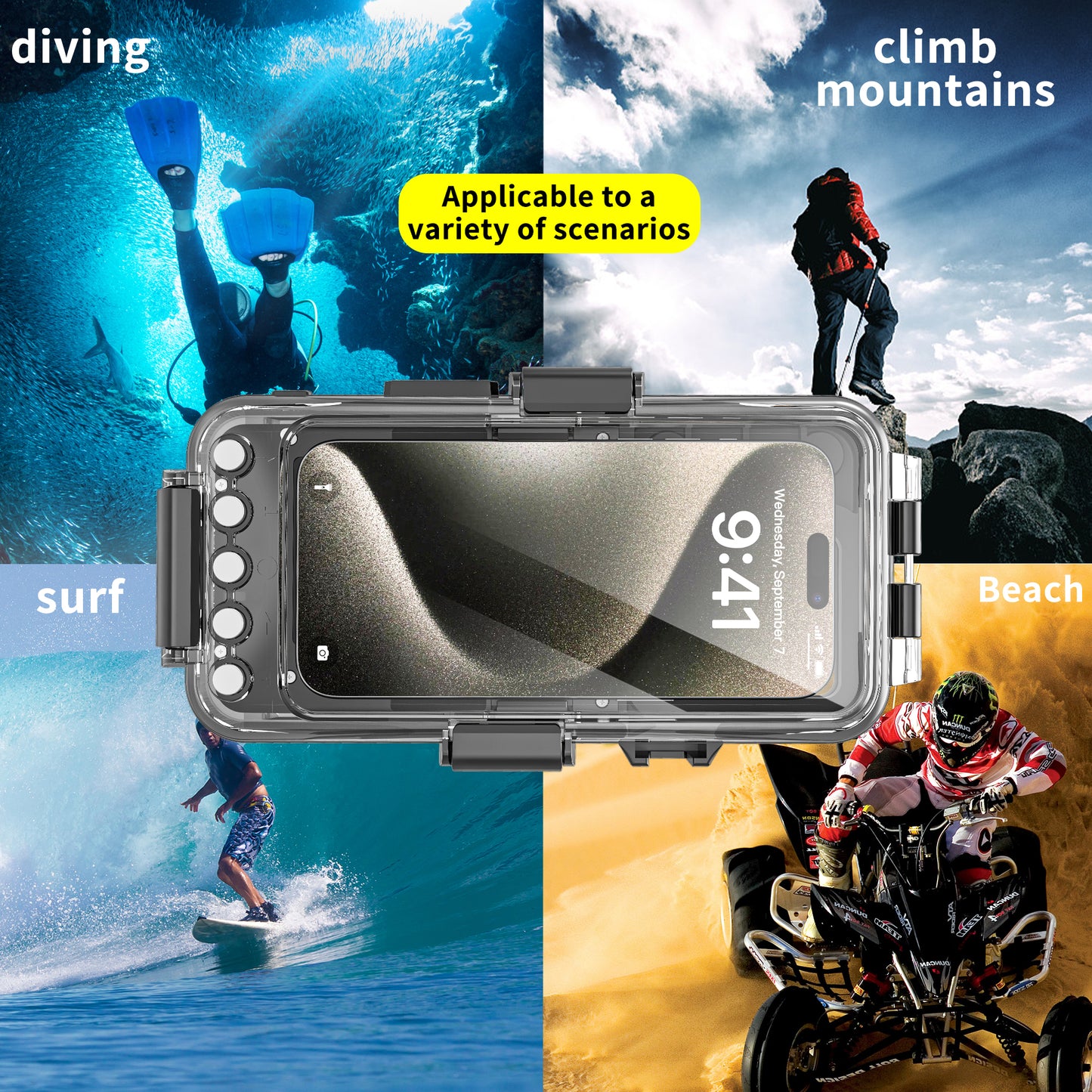 Built-in Seal Waterproof Apple iPhone 14 Case Diving 30m/98ft