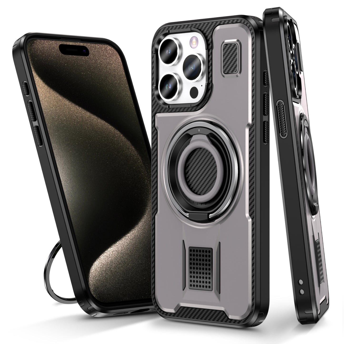 Devas Ring Holder iPhone 15 Pro Case Multi-protection