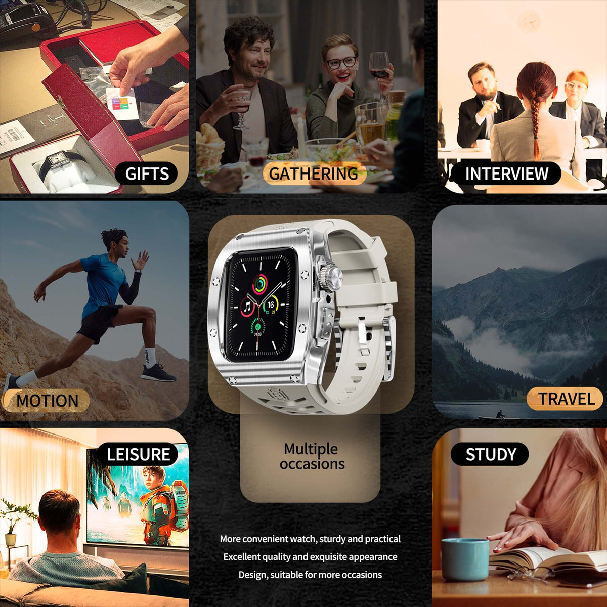 Ultramarine Technology with Rugged 2M Shockproof Smart Watch Case with Band Strap ECG Detection