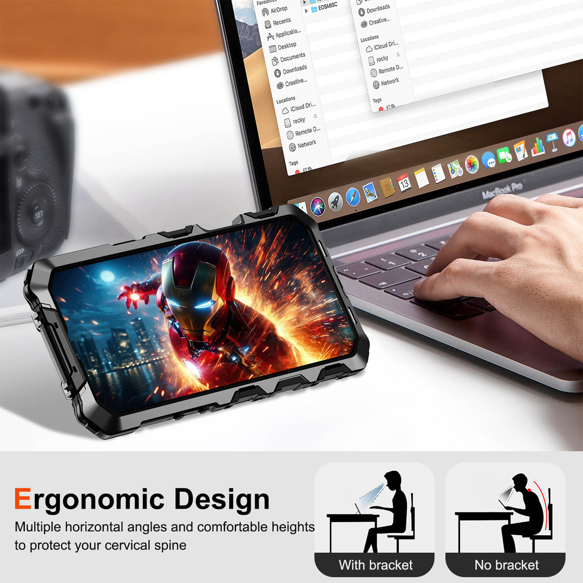 Ultramarine Technology with Rugged Full-Body Shockproof Phone Case Stand for Work Outdoor Sports