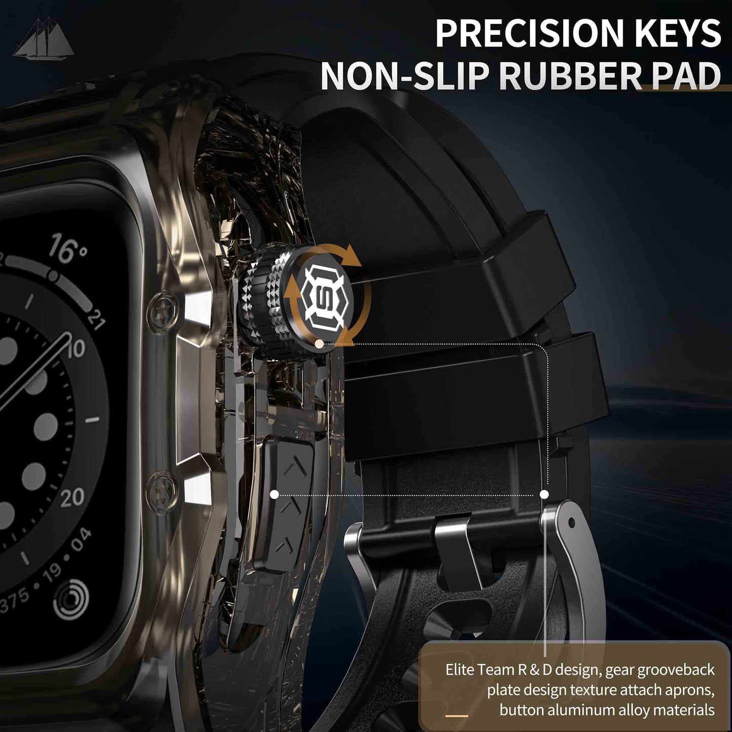 Ultramarine Technology Rugged IP68 Waterproof Watch Case with Silicone Strap Armor Protection - Apple Watch Series 11