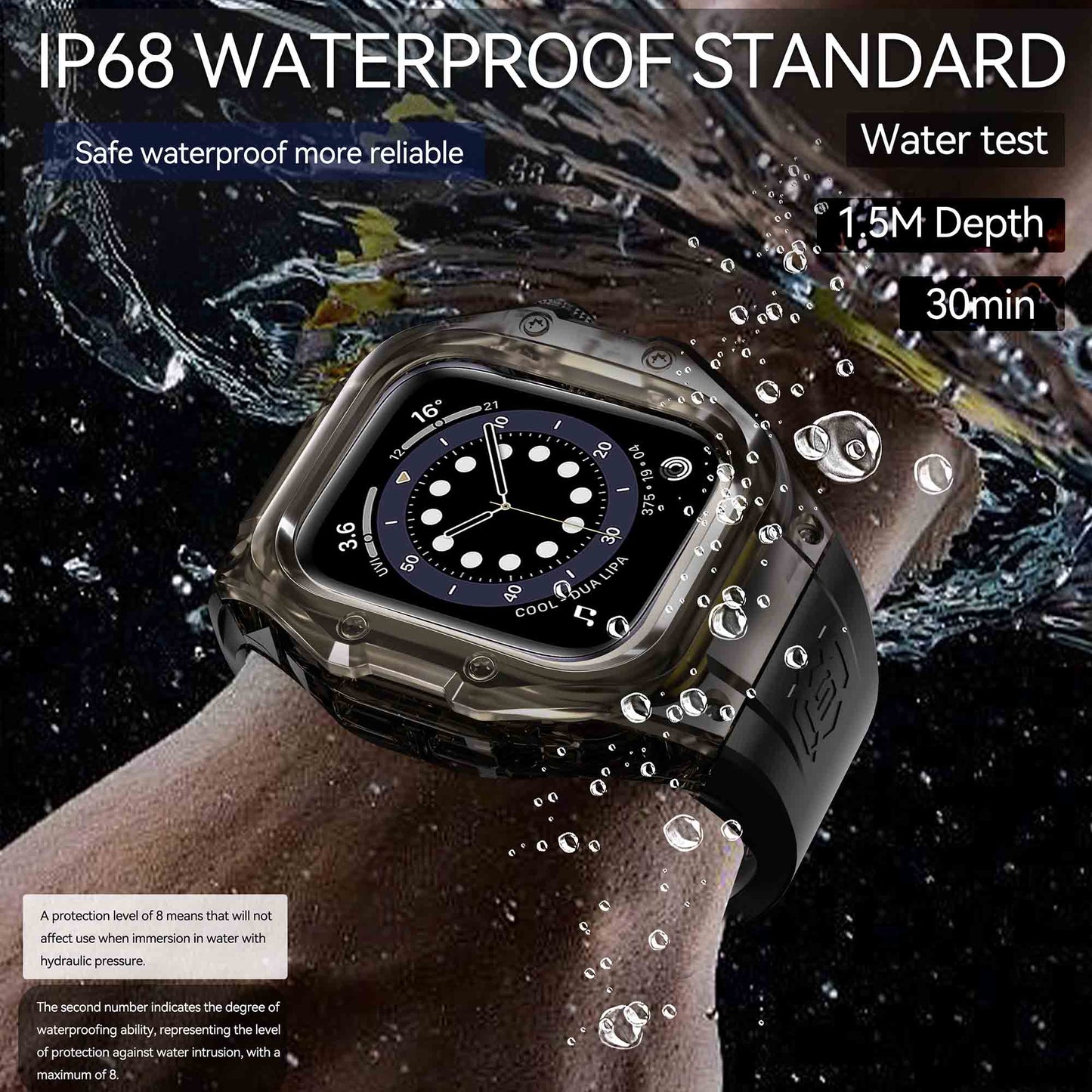 Ultramarine Technology Rugged IP68 Waterproof Watch Case with Silicone Strap Armor Protection - Apple Watch Series 11