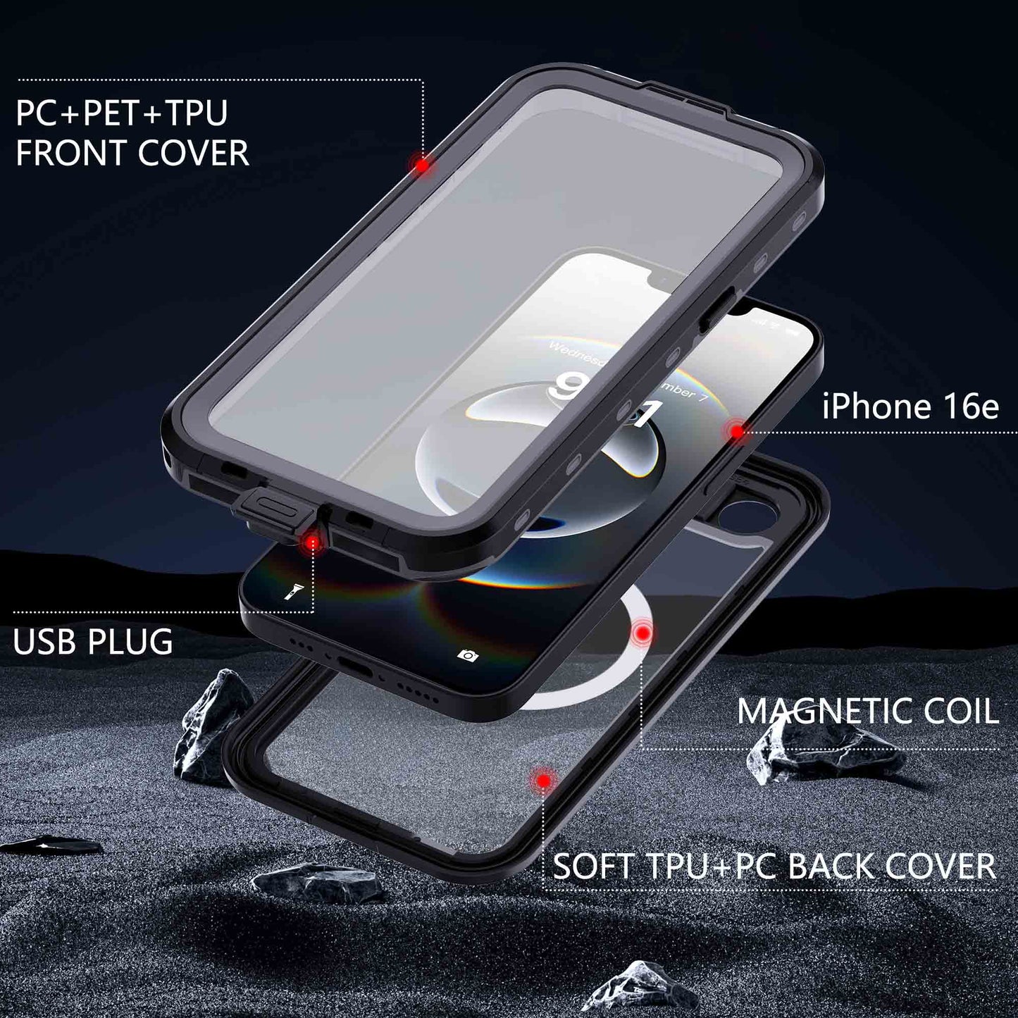 Ultramarine Technology Rugged Magnetic Phone Case: IP68 Waterproof & Military Drop Proof - iPhone 17e
