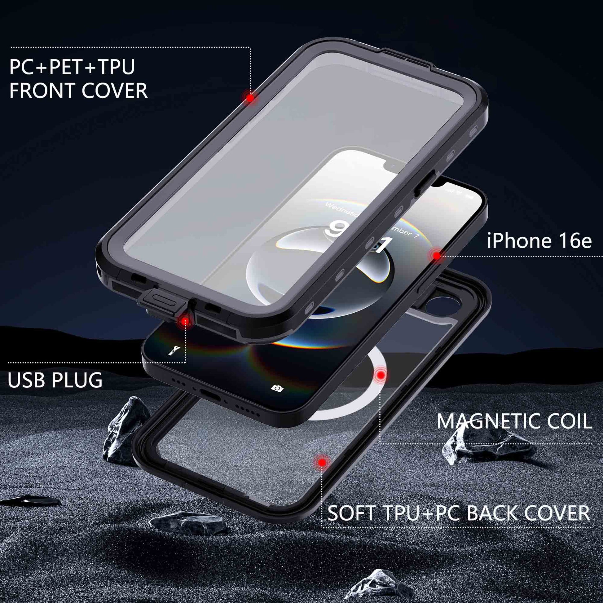 Ultramarine Technology Rugged Magnetic Phone Case: IP68 Waterproof & Military Drop Proof - iPhone 17e