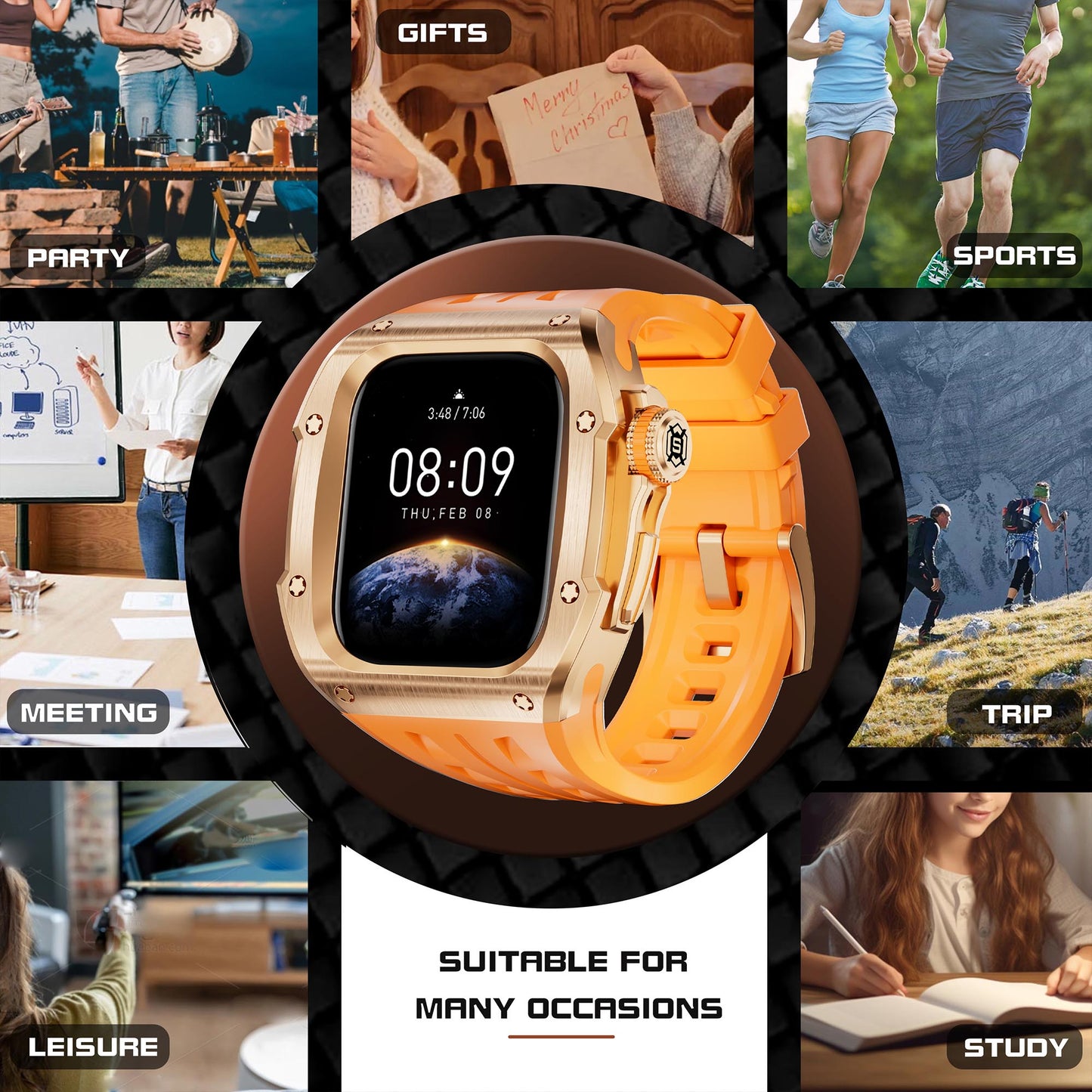 Ultramarine Technology Rugged Smart Watch Armor Case with ECG Support & Quick-Pop Band Strap