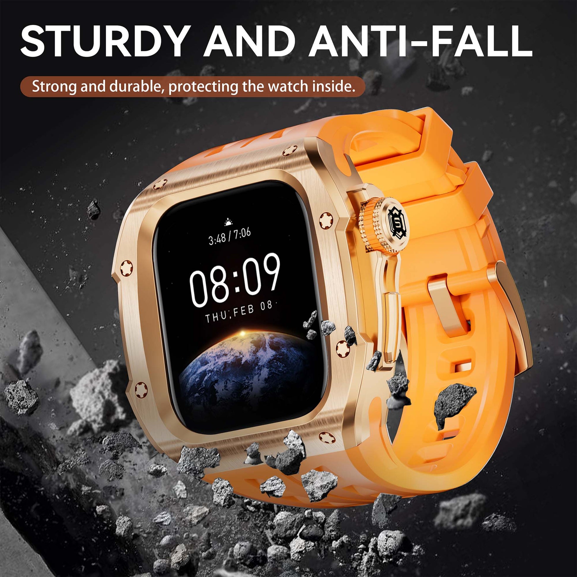 Ultramarine Technology Rugged Smart Watch Armor Case with ECG Support & Quick-Pop Band Strap