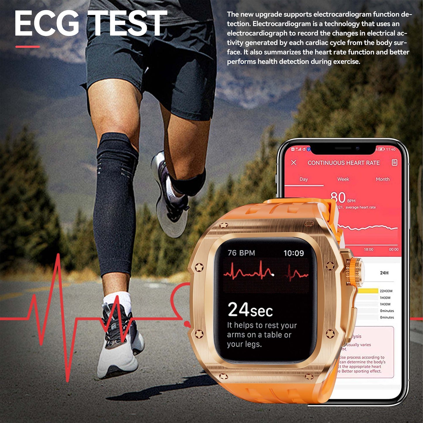 Ultramarine Technology Rugged Smart Watch Armor Case with ECG Support & Quick-Pop Band Strap