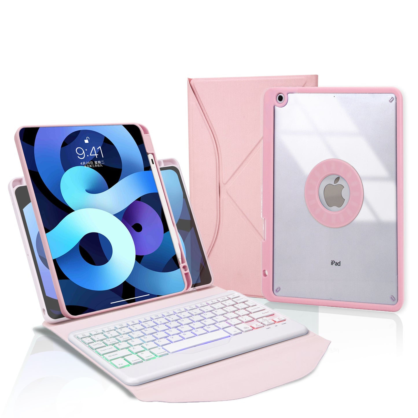 Rotating Stand 3-Backlit Keyboard Apple iPad 9 Case Folio