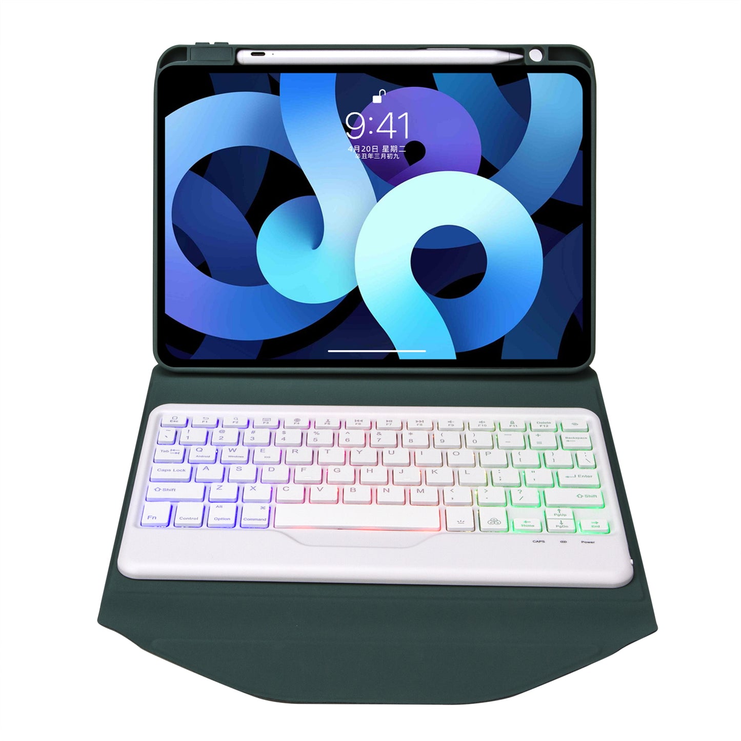 Rotating Stand 3-Backlit Keyboard Apple iPad 9 Case Folio