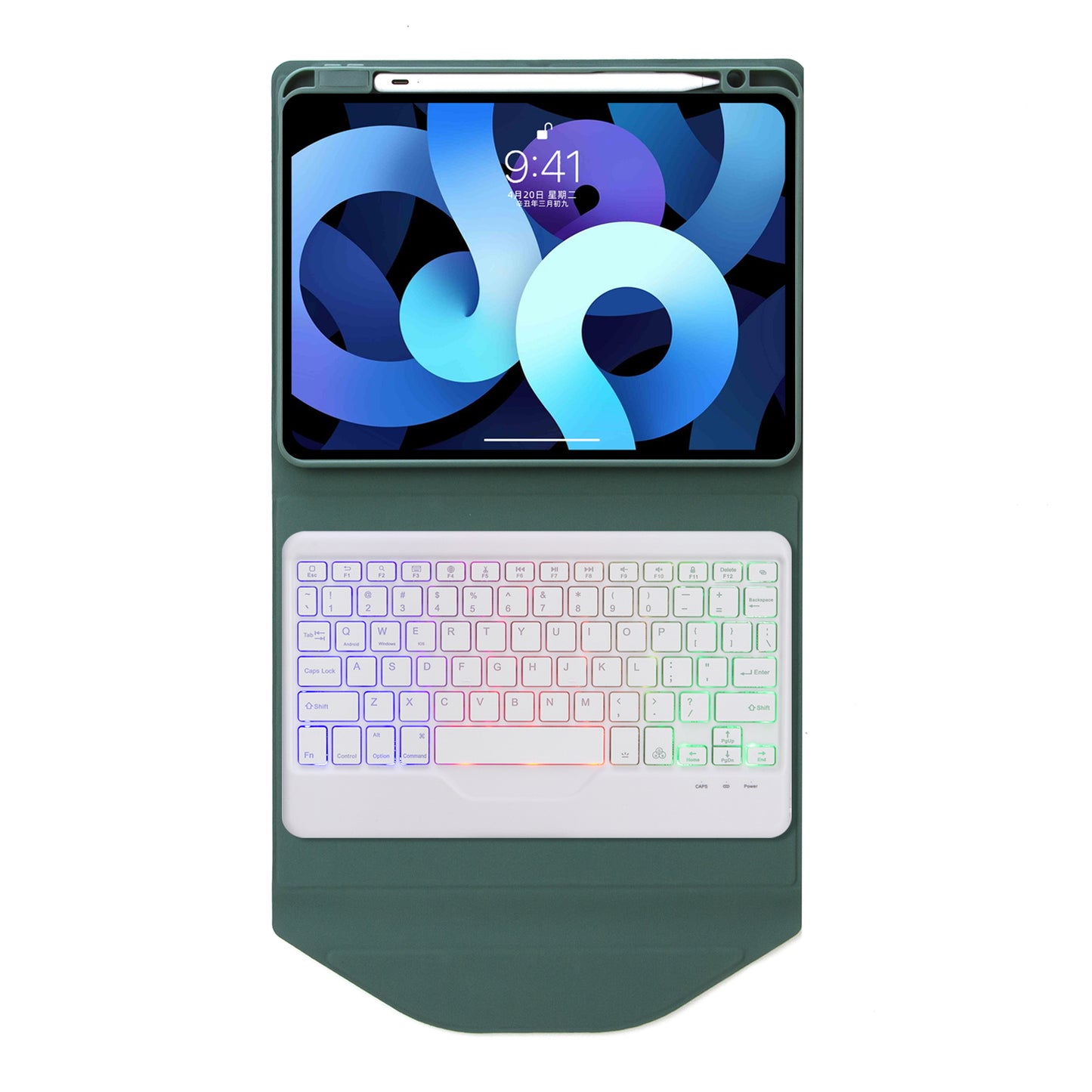 Rotating Stand 3-Backlit Keyboard Apple iPad 9 Case Folio