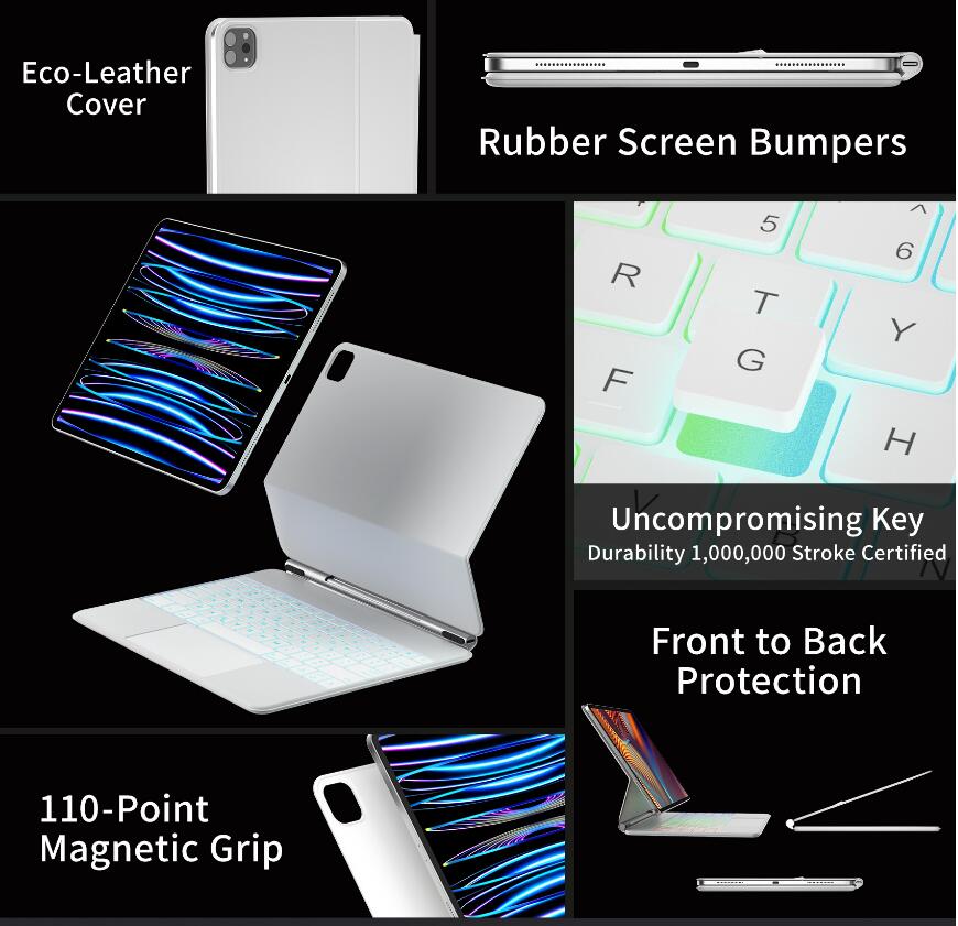 Suspension 3-Backlit Touchpad Keyboard iPad 10 Case Magnectic