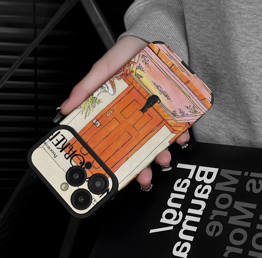 sheepskin-cat-sitting-on-door-painting-iphone-case-creative_4