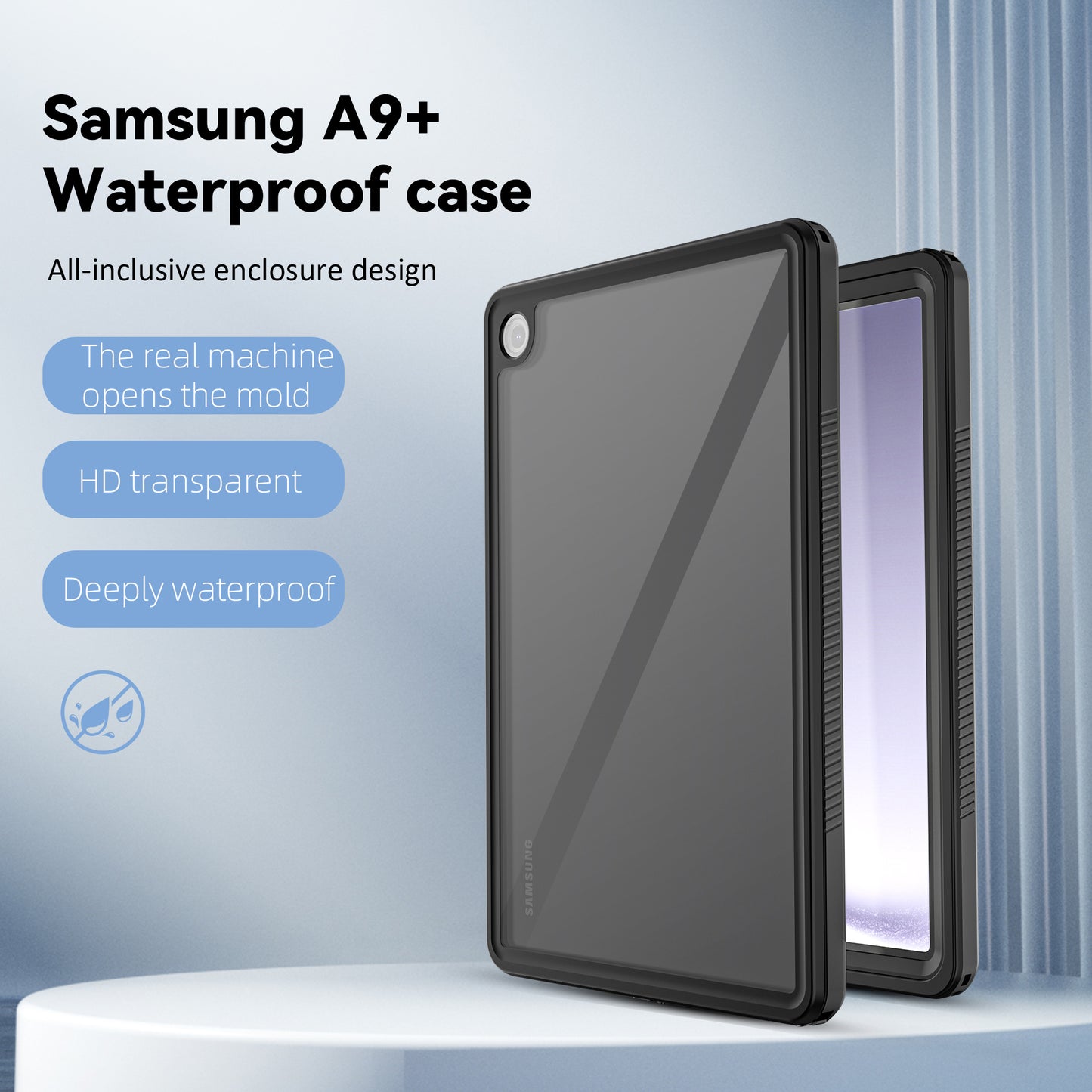 Visible Grace Waterproof Samsung Galaxy Tab A9+ Case Transparent