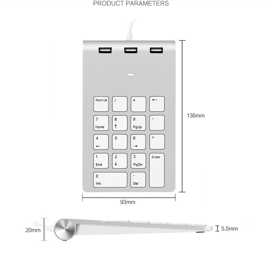 Portable Wireless Keyboard Numeric Key Hub Financial Accounting Cashier