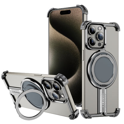 Titanium Alloy Bone iPhone 15 Pro Case Magnetic Stand