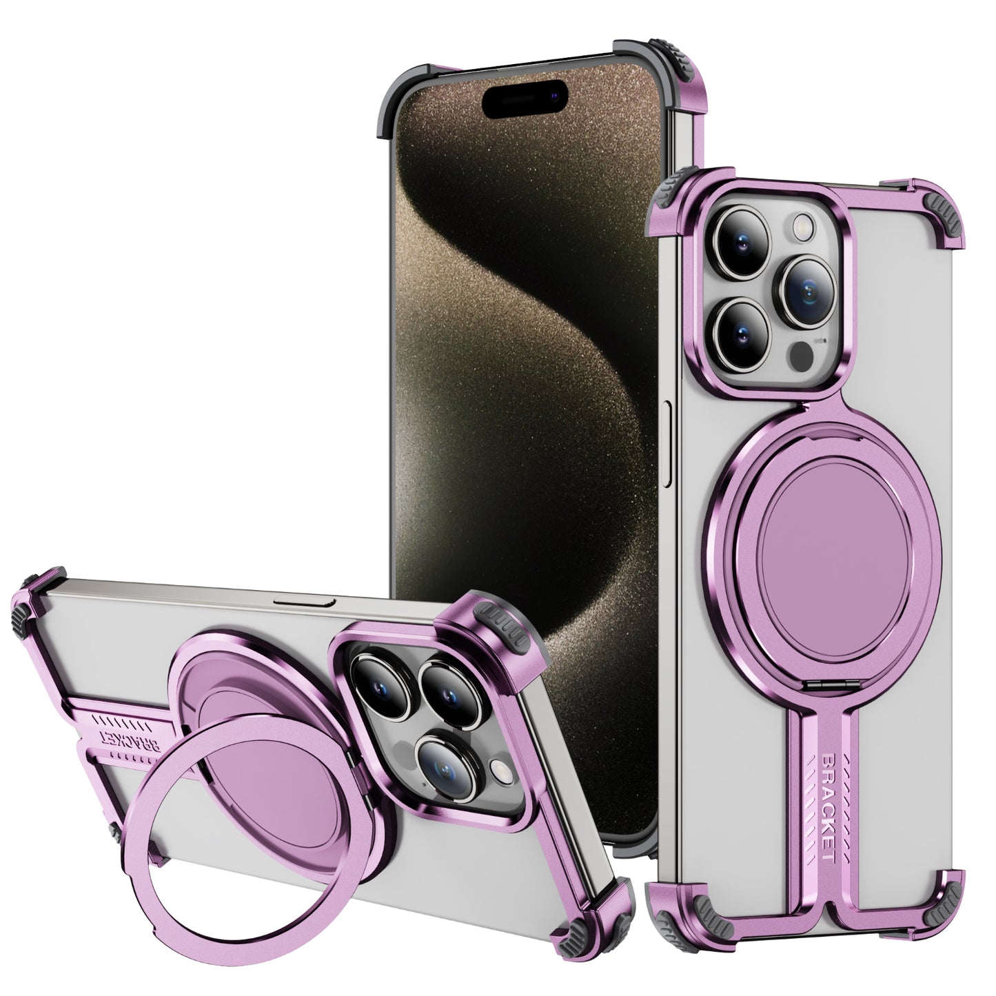 Titanium Alloy Bone iPhone 15 Pro Case Magnetic Stand