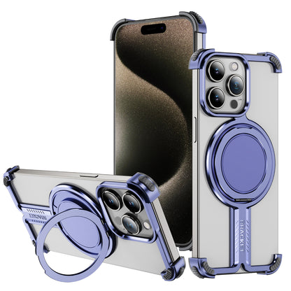 Titanium Alloy Bone iPhone 15 Pro Case Magnetic Stand