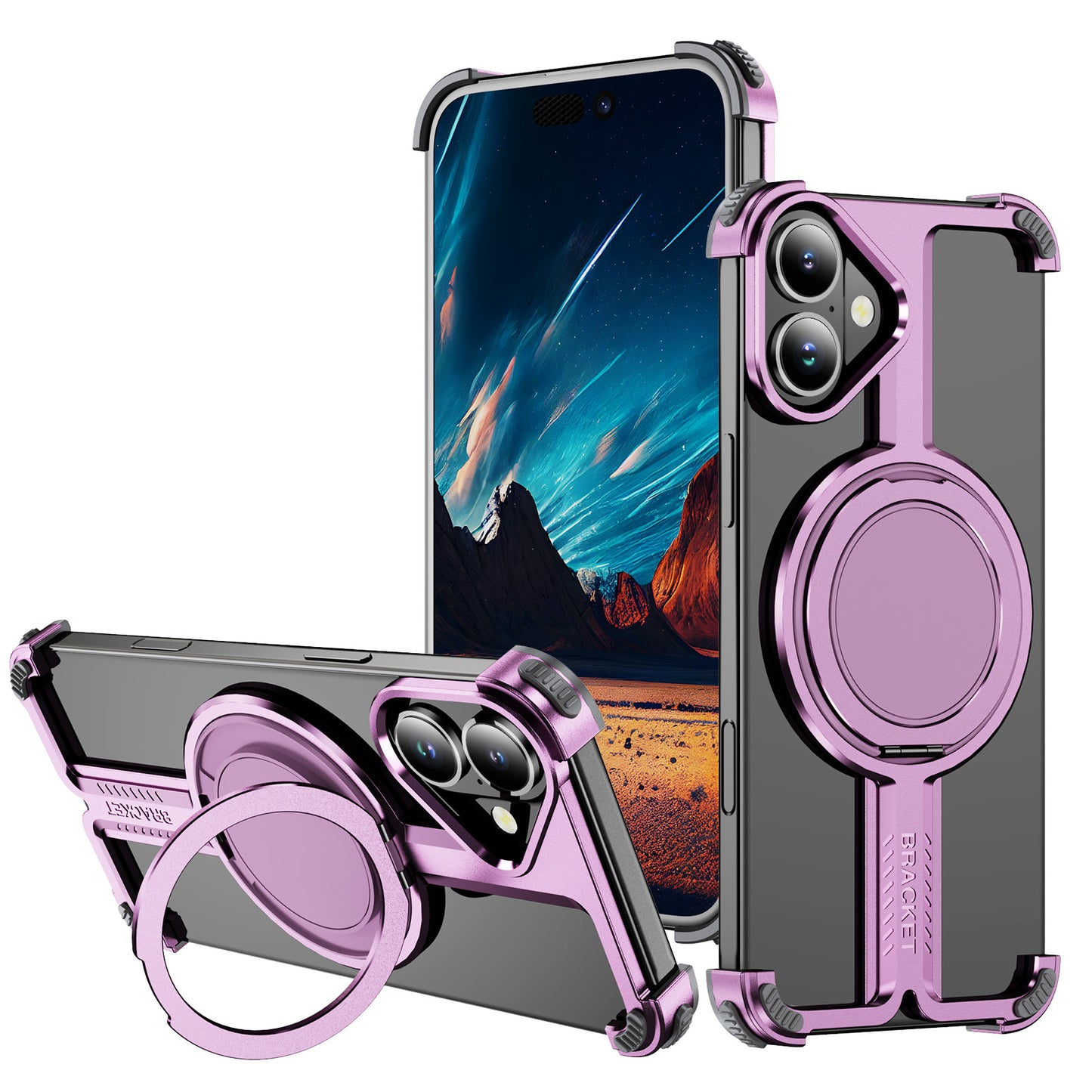 Titanium Alloy Bone iPhone 16 Plus Case Magnetic Stand