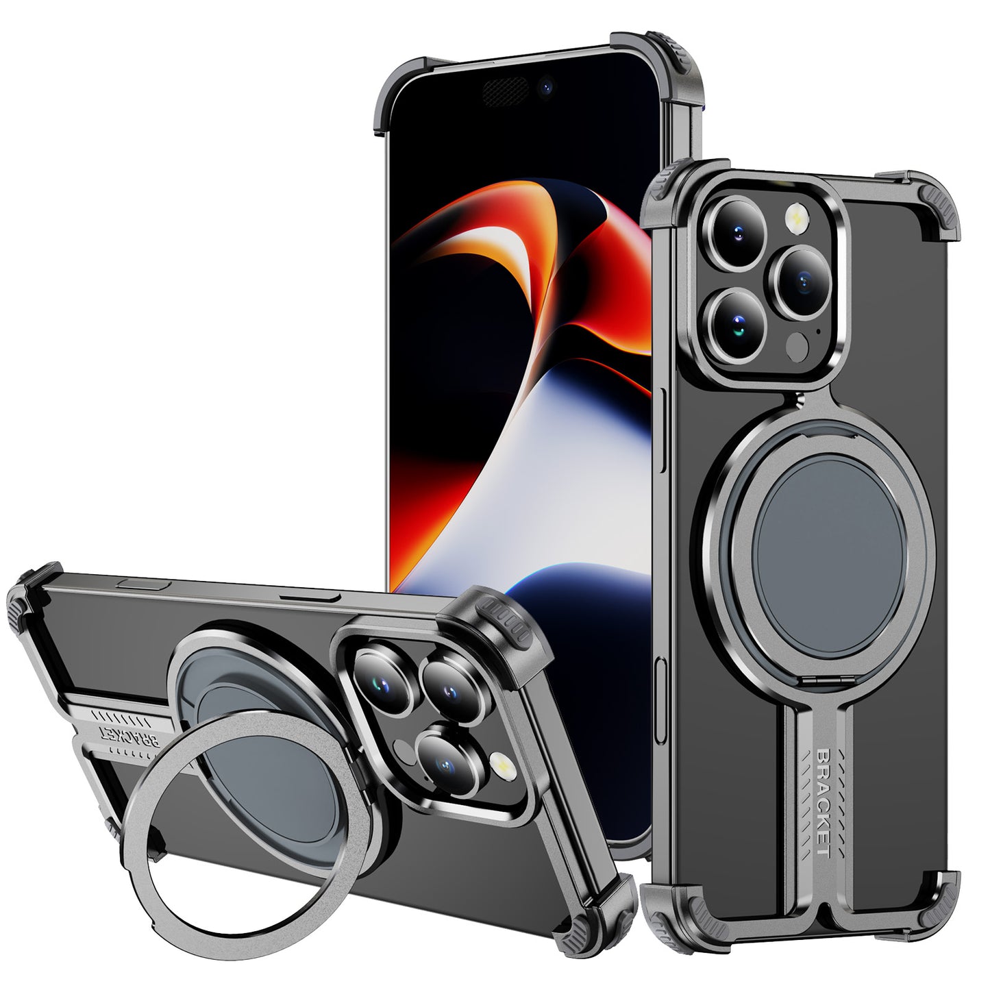 Titanium Alloy Bone iPhone 16 Pro Case Magnetic Stand