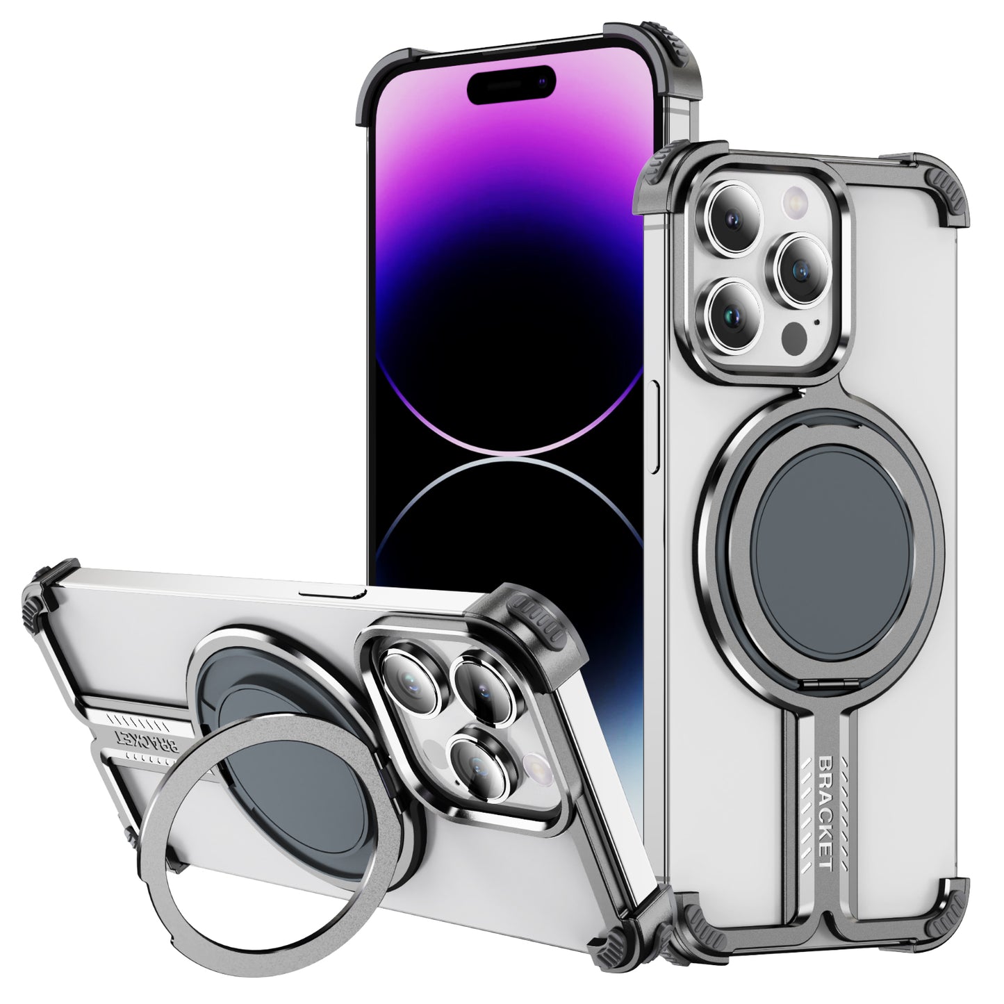 Titanium Alloy Bone iPhone 14 Pro Max Case Magnetic Stand